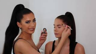 MY TWIN DOES MY MAKEUP FOR THE FIRST TIME  KIM KARDASHIAN INSPIRED LOOK [upl. by Dahsar]