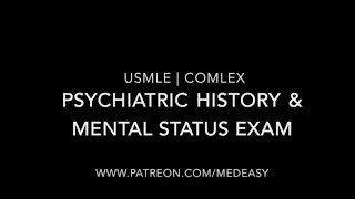 Psychiatric History Taking and The Mental Status Examination  USMLE amp COMLEX [upl. by Ahsienel]