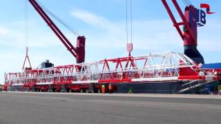 Hanseatic Break BulkLoading of disassembled Megamax PostPanmax STS Container gantry crane [upl. by Sydney]