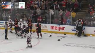 Kalamazoo wings vs Fort Wayne Komets line brawl November 15 2024 [upl. by Trudnak]