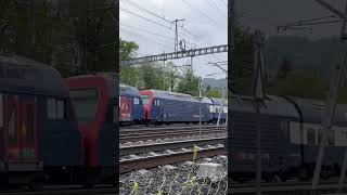 Doppeltraktion Re 450 Ausfahrt aus Spreitenbach bahn trainspotting railway train [upl. by Millie458]