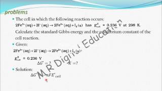 Problem2 on Gibbs Free Energy ampequlibrium constantElectrochemistry part 37 for CBSE class 12 JEE [upl. by Eiznyl]