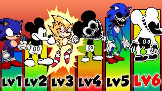 Sonic Exe VS Mickey Mouse Power Levels  FNF Characters Battle  Friday Night Funkin Animation [upl. by Ahdar]