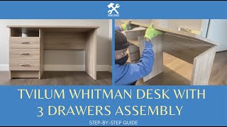 Tvilum Whitman Desk with 3 Drawers Assembly aka Zamudio Desk Full StepbyStep Guide [upl. by Gibson]