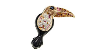 Rara Avis Multicolor Crystal Toucan Brooch [upl. by Annahgiel]