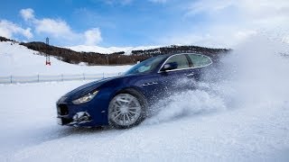 Markku Alén drives Maserati Ghibli on ski slope Teknavi [upl. by Norraa386]