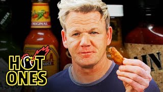 Gordon Ramsay Savagely Critiques Spicy Wings  Hot Ones [upl. by Yves]