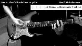 How To Play  California Love  2Pac  On Guitar  Tabs  Beginner Guitar Lesson amp Tutorial [upl. by Elynad]