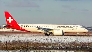 Helvetic Airways Embraer E190E2 LANDING and TAKEOFF At Belgrade Airport [upl. by Newsom]