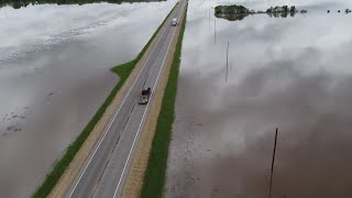 Aerial views of the widespread flooding in southcentral Kansas [upl. by Anier]