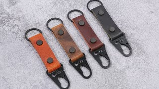 Personalized Leather Clip Keychain with Monogramkeychain leathercraft keyfob [upl. by Erodaeht]