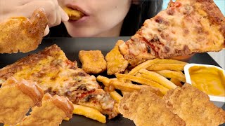 ASMR eating Cheese Steak Pizza Crispy Nuggets with Fries amp Chili Oil Mukbang  Crunchy eating sound [upl. by Miltie]