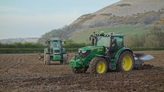 Ploughing with John Deere 6150R 2016 [upl. by Einafpets629]