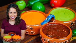 Three INCREDIBLE Mexican SALSAS  Easy salsa recipes  Villa Cocina [upl. by Nirat634]