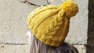 Tutorial dos agujas Gorro adultos con trenzas [upl. by Aremaj]