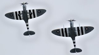 Spitfire Mk IX Pair Display at Duxfords DDay 75 Air Show [upl. by Lorn]