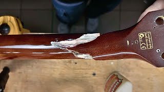 How to repair heavily damaged guitar neck  Guitar head broken [upl. by Iggam]