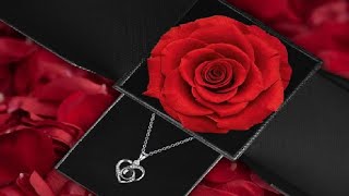 Preserved Red Real Rose with I Love You Necklace in 100 Languages Review Impressive gift boxing but [upl. by Chasse]