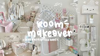 aesthetic room makeover 🎧🛒 ikea  aliexpress haul business launch building herman miller shelf [upl. by Yarised]