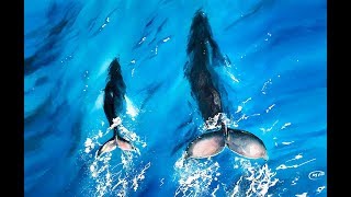 Whale Painting in Watercolor How to paint Water [upl. by Amato]