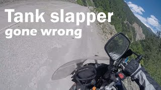 Tank slapper and crash  accident with a Suzuki VStrom DL 650 [upl. by Nimajneb781]