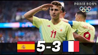 ESPAÑA vs FRANCIA  5  3   Goles y Resumen del partido  FINAL JUEGOS OLIMPICOS 2024 [upl. by Veno]