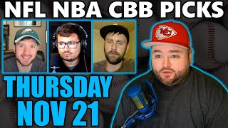 Thursday Picks with Kyle Kirms  NBA CFB CBB 1121 [upl. by Notluf]