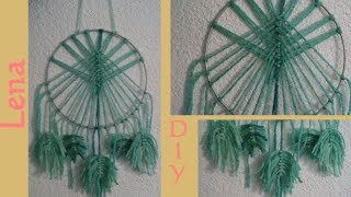 Makramee Wandbehang DIY  Traumfänger mit Federn knüpfen  Macrame Wall hanging craft idea [upl. by Isma]