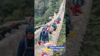 Hillary Suspension Bridge…Just above Dudh Koshi River…on the way to EBC trail suspensionbridge [upl. by Ymereg]