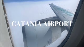 Takeoff ITA Airways 320 from Catania Airport Cloudy Day 4K [upl. by Kachine]