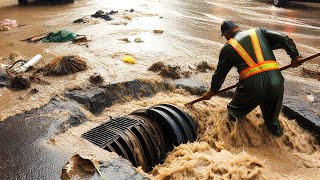 Draining Water from Heavily Flooded Streets Draining Roads After Heavy Rains [upl. by Hamer]