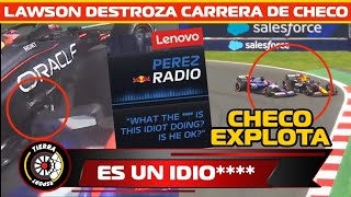 ¡UN IDIO CHECO PÉREZ EXPLOTA CONTRA LAWSON POR DAÑAR SU AUTO EN GP DE MEXICO [upl. by Anneiv]