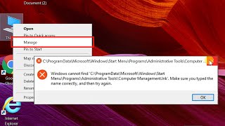 How to Solve Computer Management Shortcut error while right click and select Manage on This PC [upl. by Ellenig100]