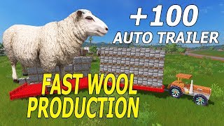 Farming Simulator 17 SHEEPS AND 100 WOOL PALLETS AUTO LOADER TRAILER TRANSPORTING AND SELLING [upl. by Bald]