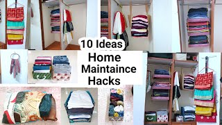 10 Brilliant Home Organizing HacksNo Cost Wardrobe Organizing IdeaSpace Saving HackClothOrganiser [upl. by Katine797]