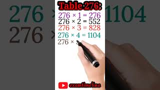 Multiplication Table 276 Table 276 Pahada 276 Table Two Hundred Seventy Six [upl. by Sid]