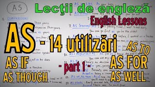 Lectii Engleza Video  AS  14 Uses 14 Utilizari ale lui AS  part 1  English Video Lessons [upl. by Remled]