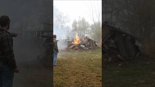 A Safe Way To Start A Burn Pile 🔥💪🇺🇸🍁 farm homestead work asmr satisfying shorts fire [upl. by Nyvar]