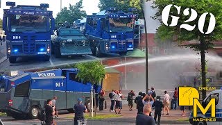 Largest police operation after WWII in Germany Intense riots at G20 summit Hamburg Water canons [upl. by Golda]