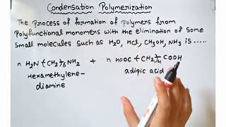 Condensation polymerization introduction to polymer chemistry class 12 [upl. by Malet614]