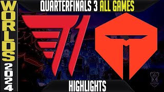 T1 vs TES Highlights ALL GAMES  LoL Worlds 2024 Knockouts Quarterfinals  T1 vs TOP Esports [upl. by Elhsa215]