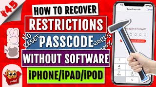 Recover Restrictions Passcode Without SoftwareiPhone XXsXsMax8765iPadiPod  iOS 11109 [upl. by Tunk]