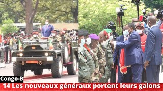 CongoBrazza Cérémonie de prises darmes et du port des insignes de grade par les nouveaux généraux [upl. by Bent]