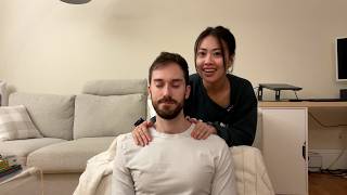 ASMR Whispering Update  Relaxing Shoulder Massage amp Hair Play For My Husband [upl. by Enaz]