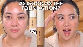 REVIEW amp WEAR TEST  LAURA MERCIER REAL FLAWLESS WEIGHTLESS PERFECTING SERUM CONCEALER  OILY SKIN [upl. by Tann]