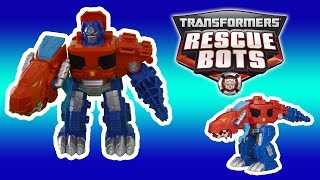 Transformers Rescue Bots Optimus Prime Dinobots transformation primal stop motion dino toys video [upl. by Assirak413]