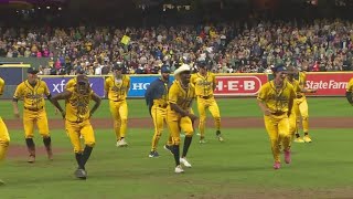 Savannah Bananas entertain soldout crowd at Minute Maid Park for MLB stadium debut [upl. by Nazar]