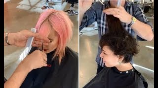 How to cut a Short Bob Layered Haircut Tutorial with Razor [upl. by Xirdnek318]