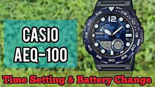 Casio AEQ100 Watch Time Setting and Battery Replacement Tutorial  SolimBD  Watch Repair Channel [upl. by Quinlan]