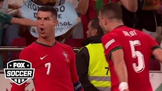 Cristiano Ronaldo scores gamewinning goal in 88 against Scotland  UEFA Nations League [upl. by Destinee]